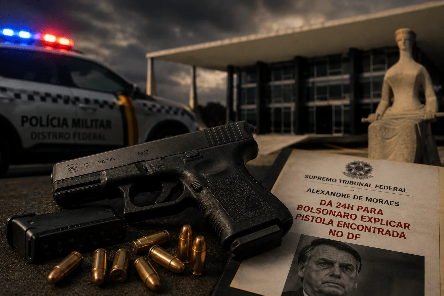 Blitz no DF expõe pistola de Bolsonaro: Moraes dá 24h para defesa justificar arma apreendida